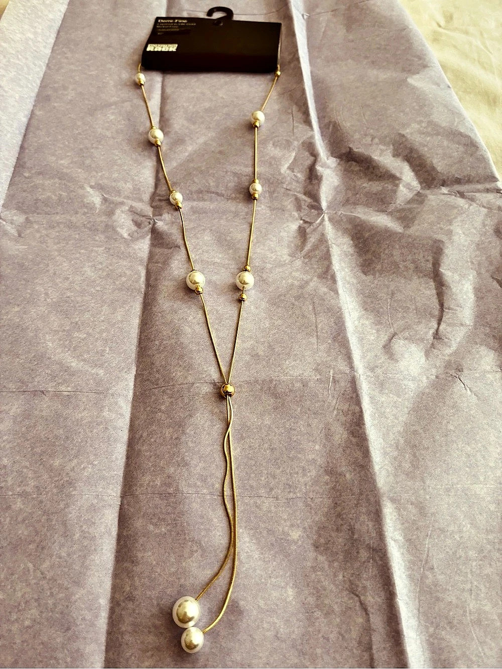 Nordstrom Rack Demi-Fine Layered in 14K Gold Pearl plated Lariat Necklace